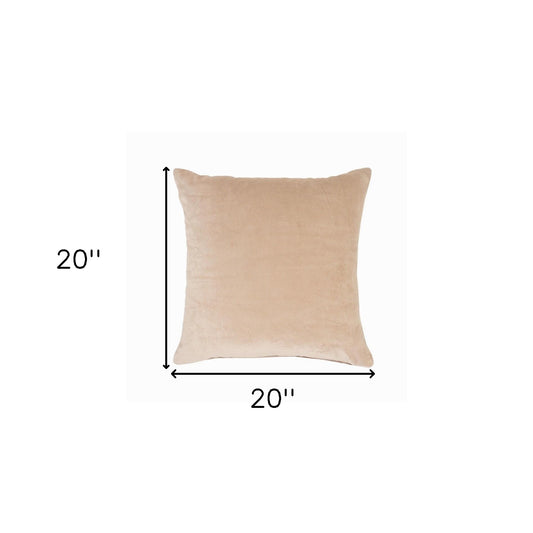 20" X 20" Taupe Cotton Zippered Pillow