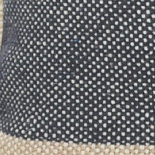 24" X 24" Denim Blue Tan And Taupe Jute Coastal Zippered Pillow