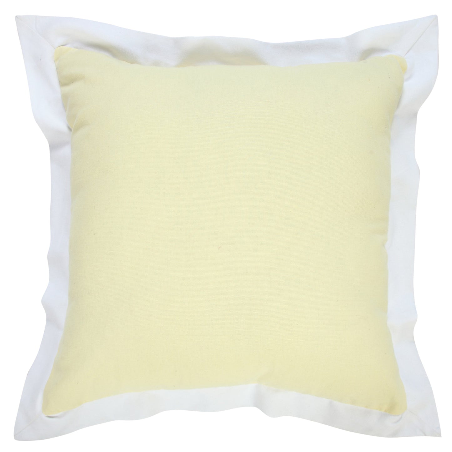20" X 20" Light Yellow And White 100% Cotton Geometric Zippered Pillow