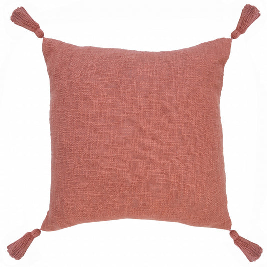 20" X 20" Deep Coral 100% Cotton Zippered Pillow