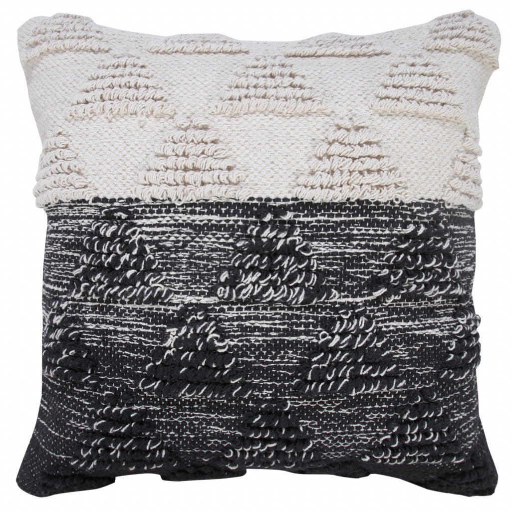 20" X 20" Black And Off-White 100% Cotton Geometric Zippered Pillow