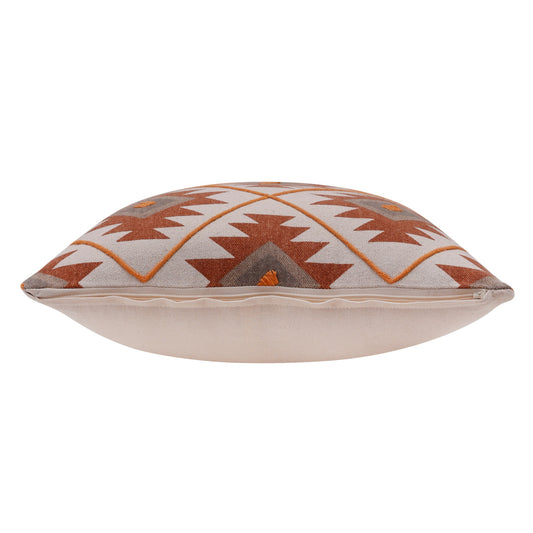 20" X 20" Rust And Off-White 100% Cotton Geometric Zippered Pillow