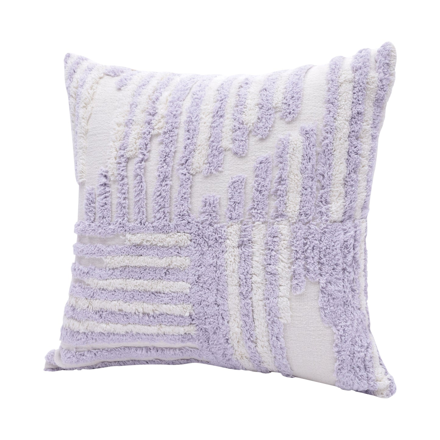22" X 22" Purple And White 100% Cotton Striped Zippered Pillow