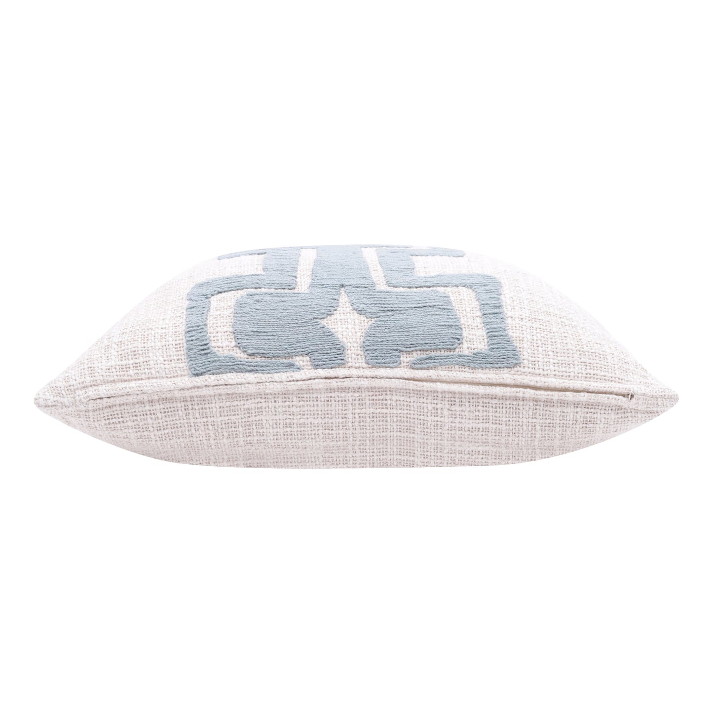 20" X 20" Ocean Blue And Ivory 100% Cotton Geometric Zippered Pillow