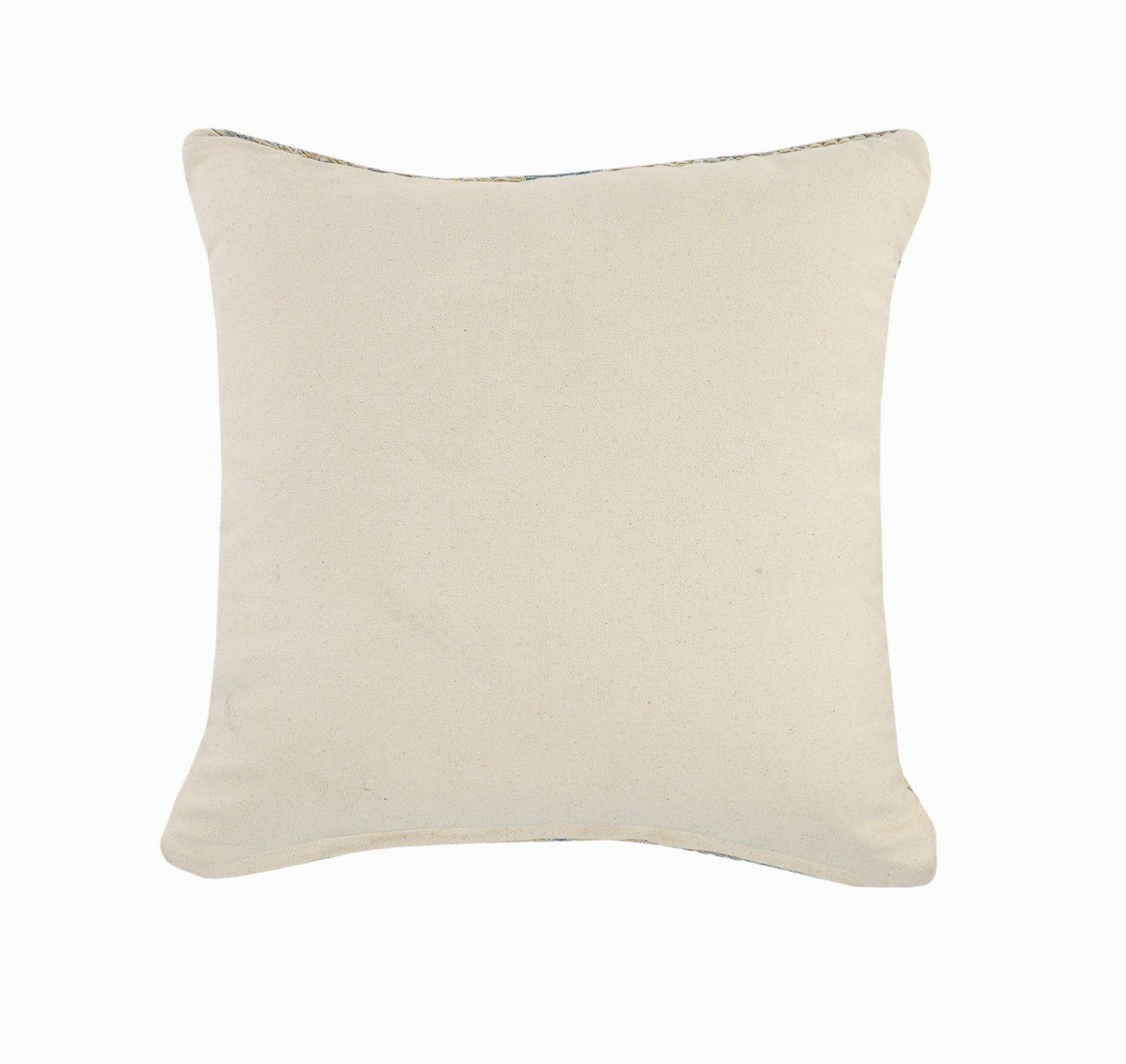 18" X 18" Blue Gray And Beige 100% Cotton Geometric Zippered Pillow