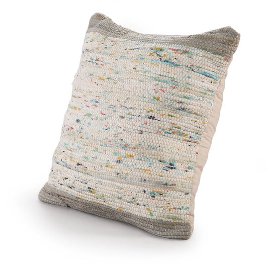 20" X 20" Gray And Off-White 100% Cotton Abstract Zippered Pillow