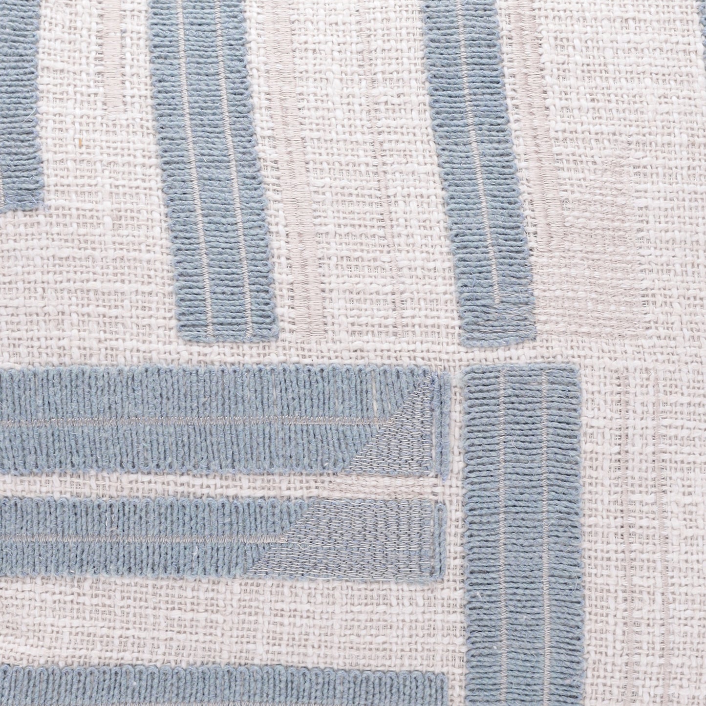 20" X 20" Ocean Blue And Ivory 100% Cotton Striped Zippered Pillow