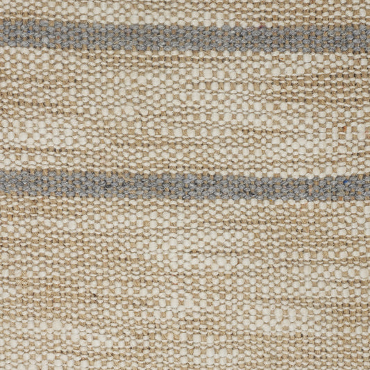 20" X 20" Taupe And Dusty Blue Jute Coastal Zippered Pillow