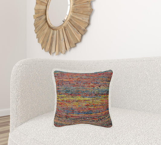 20" X 20" Red Green Blue Yellow And Orange Polyester Geometric Zippered Pillow