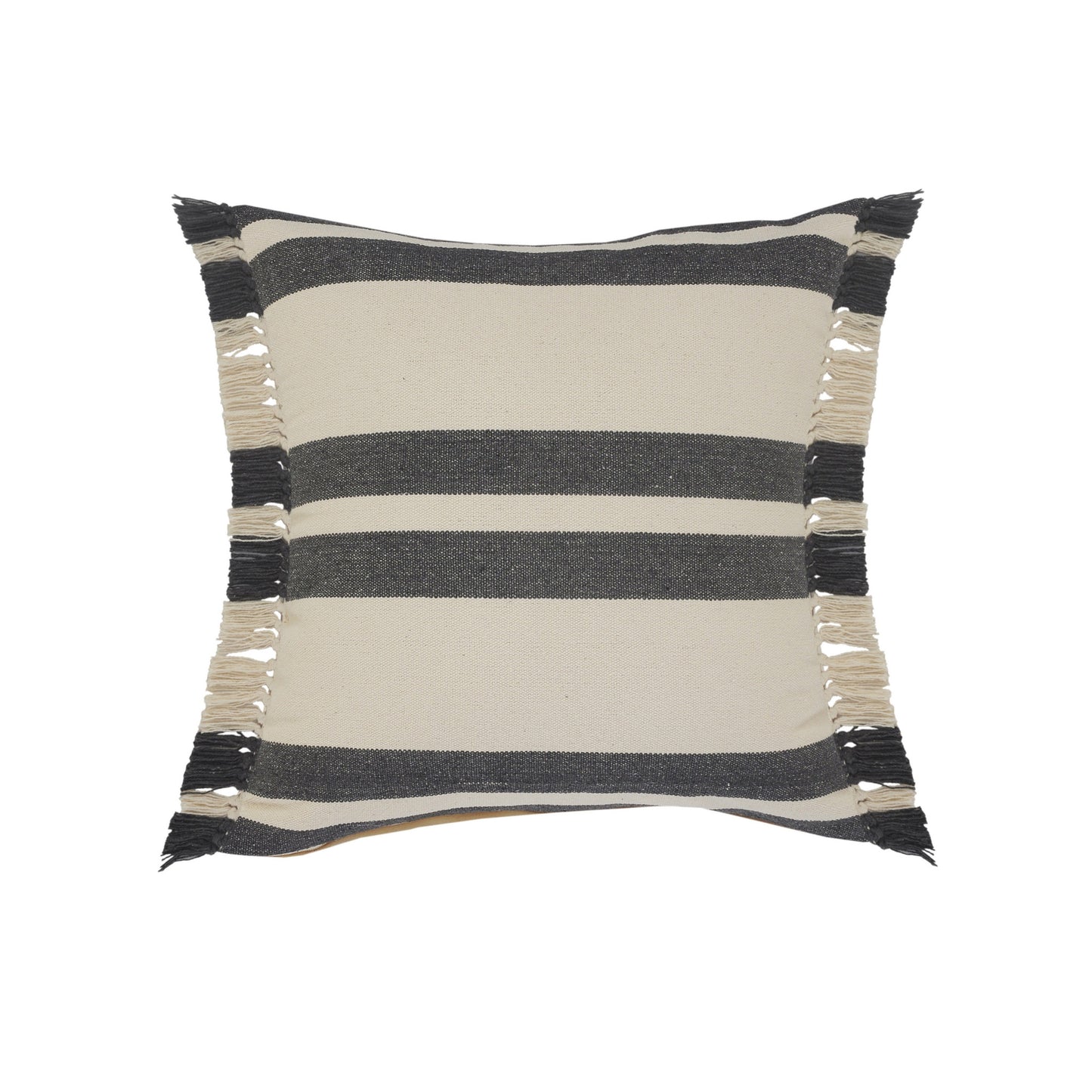 20" X 20" Gray And White 100% Cotton Striped Zippered Pillow