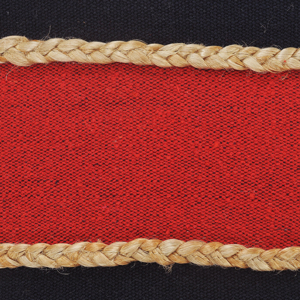 20" X 20" Navy Red And Tan 100% Cotton Striped Zippered Pillow