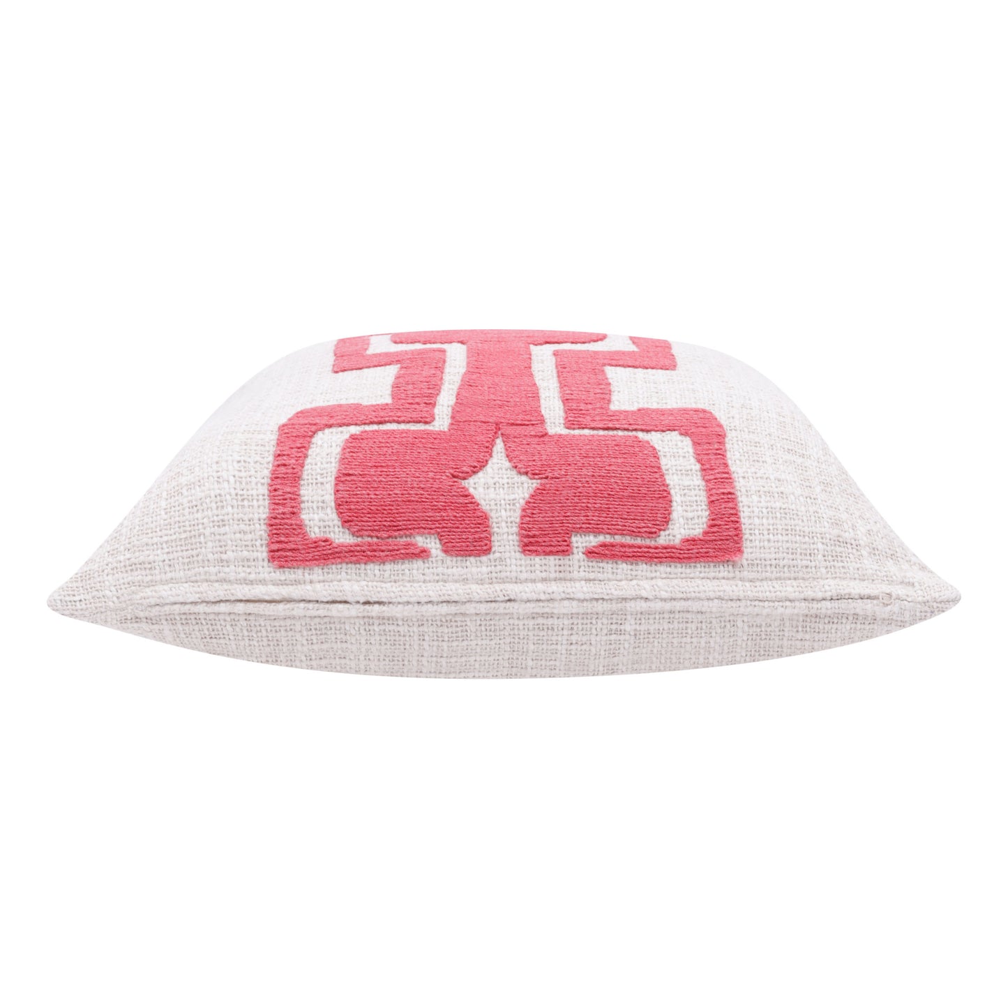 20" X 20" Coral And Ivory 100% Cotton Geometric Zippered Pillow