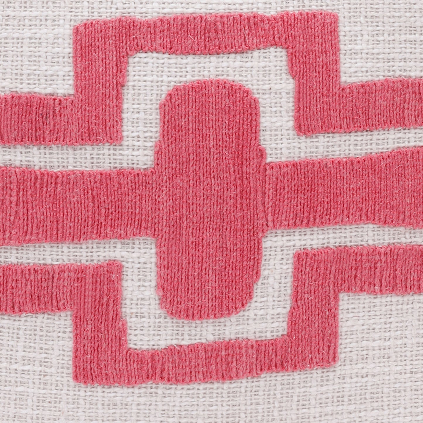 20" X 20" Coral And Ivory 100% Cotton Geometric Zippered Pillow