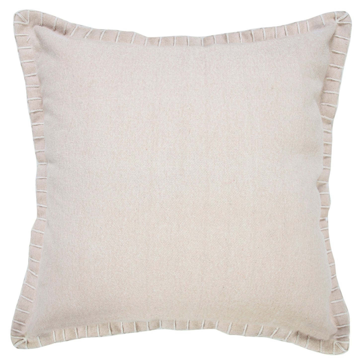 20" X 20" Beige 100% Cotton Zippered Pillow