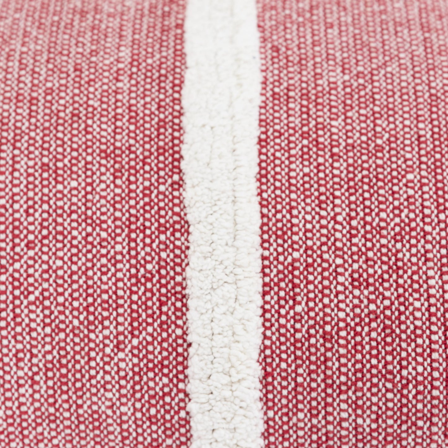 14" X 14" Red and White Cotton Pillow With Tassels Edges