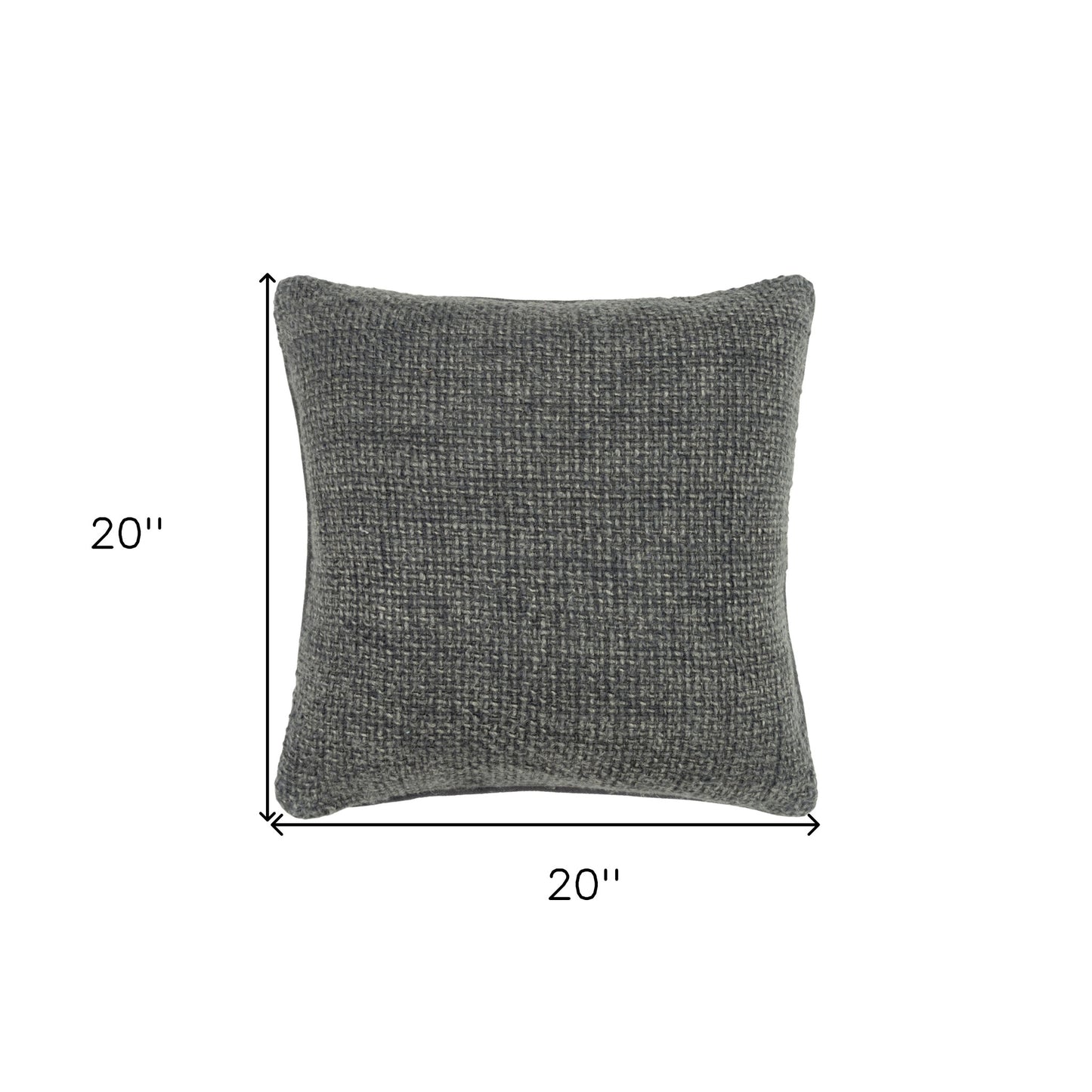 20" Gray Cotton Blend Pillow