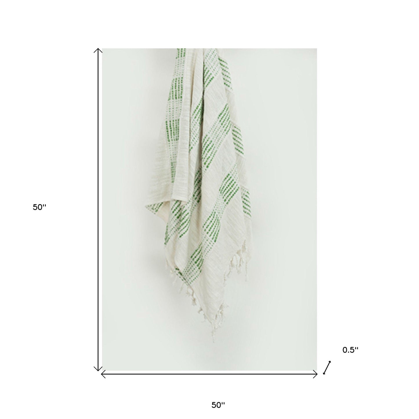 Green Woven 95% Cotton/5% Acrylic Throw Blanket