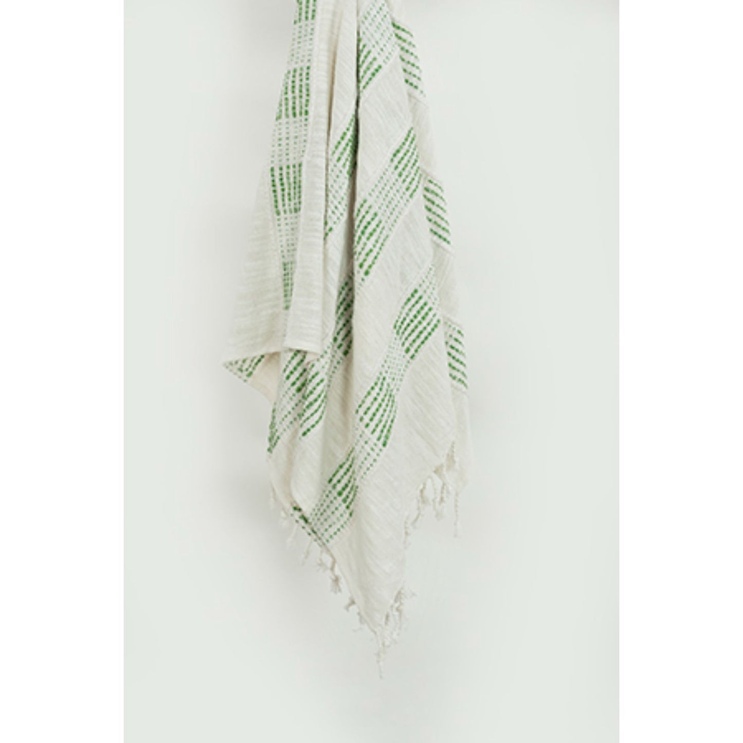 Green Woven 95% Cotton/5% Acrylic Throw Blanket