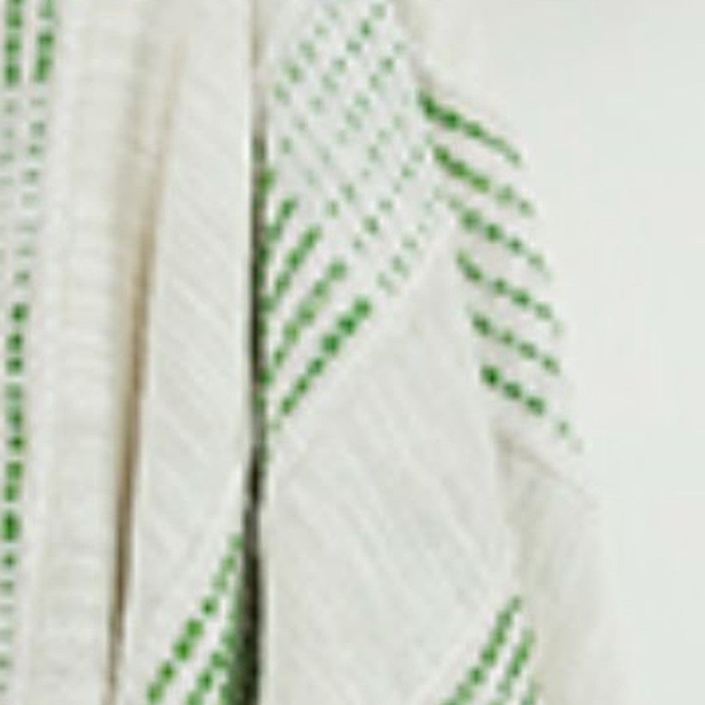 Green Woven 95% Cotton/5% Acrylic Throw Blanket