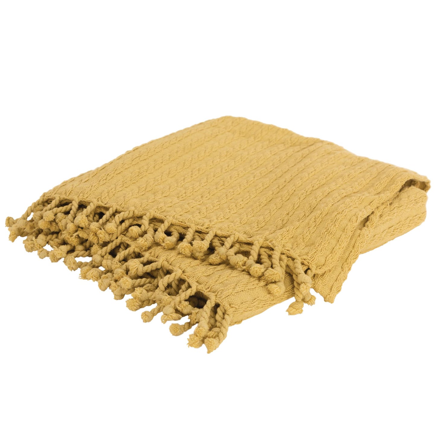 Yellow Knitted 100% Cotton Throw Blanket