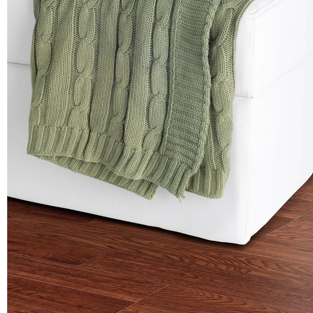 Olive Green Knitted 100% Cotton Throw Blanket