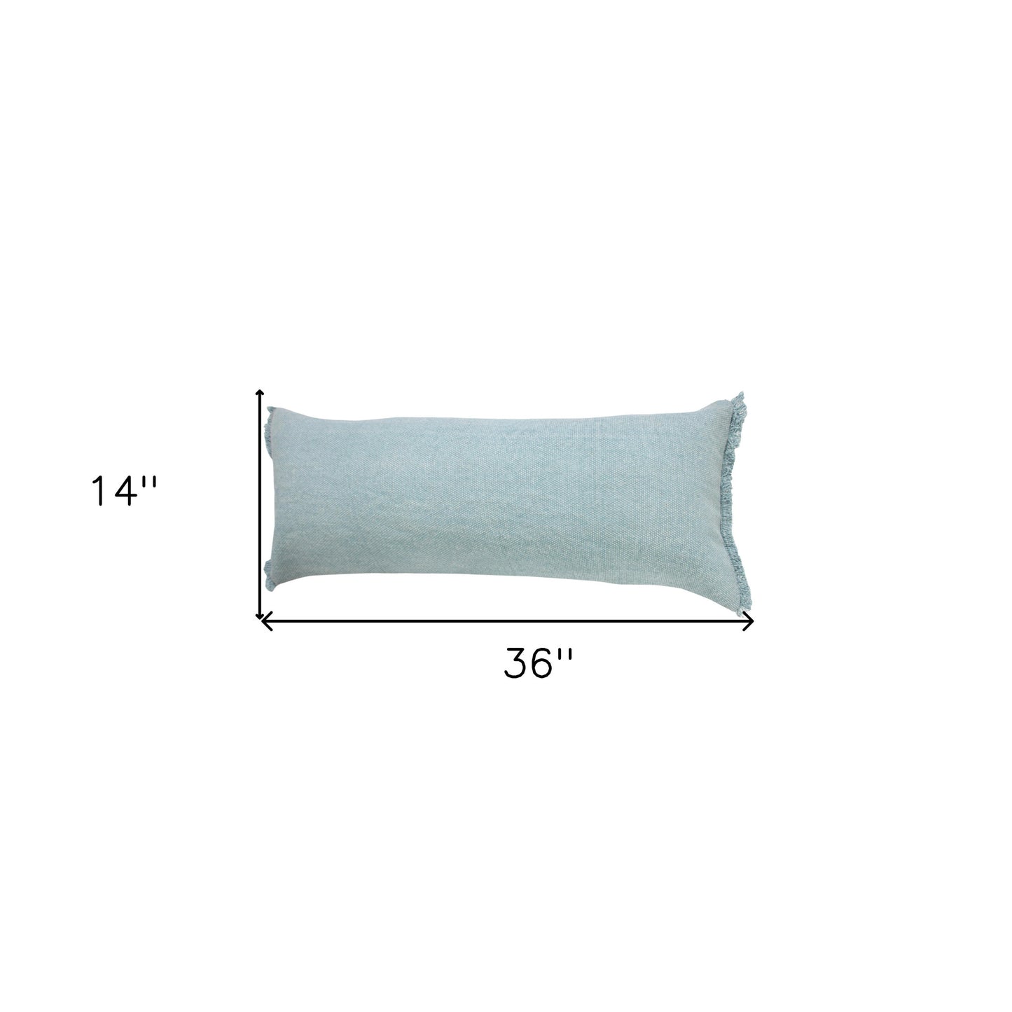 14" X 36" Light Blue 100% Cotton Zippered Pillow