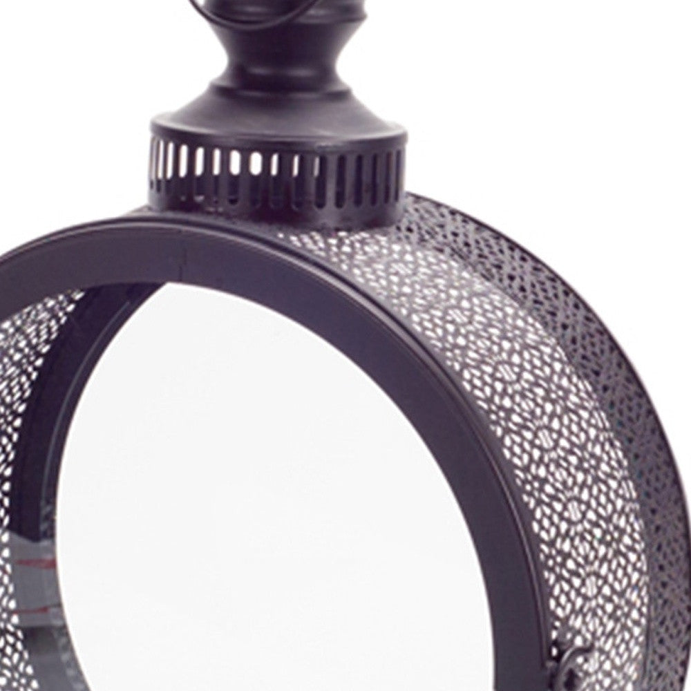 18" Black Flameless Floor Lantern Candle Holder