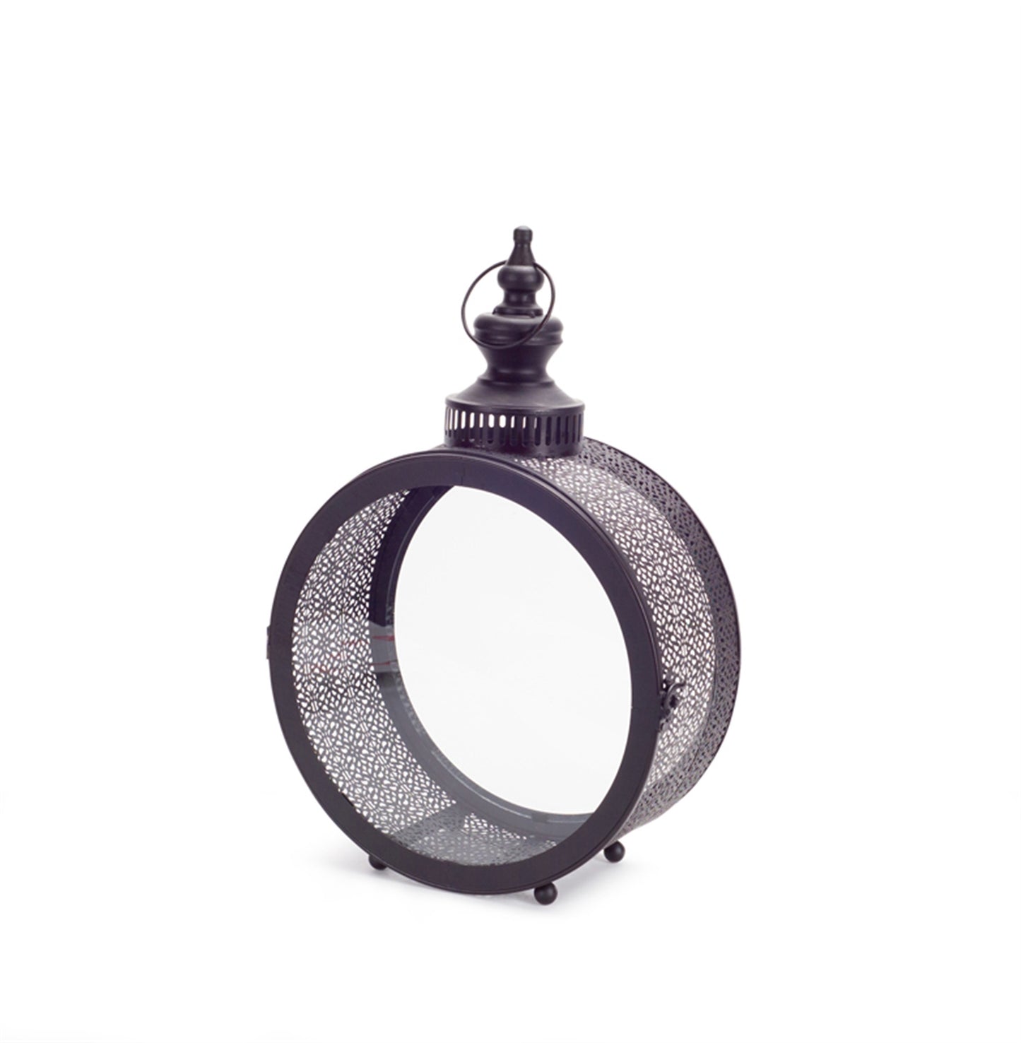 18" Black Flameless Floor Lantern Candle Holder