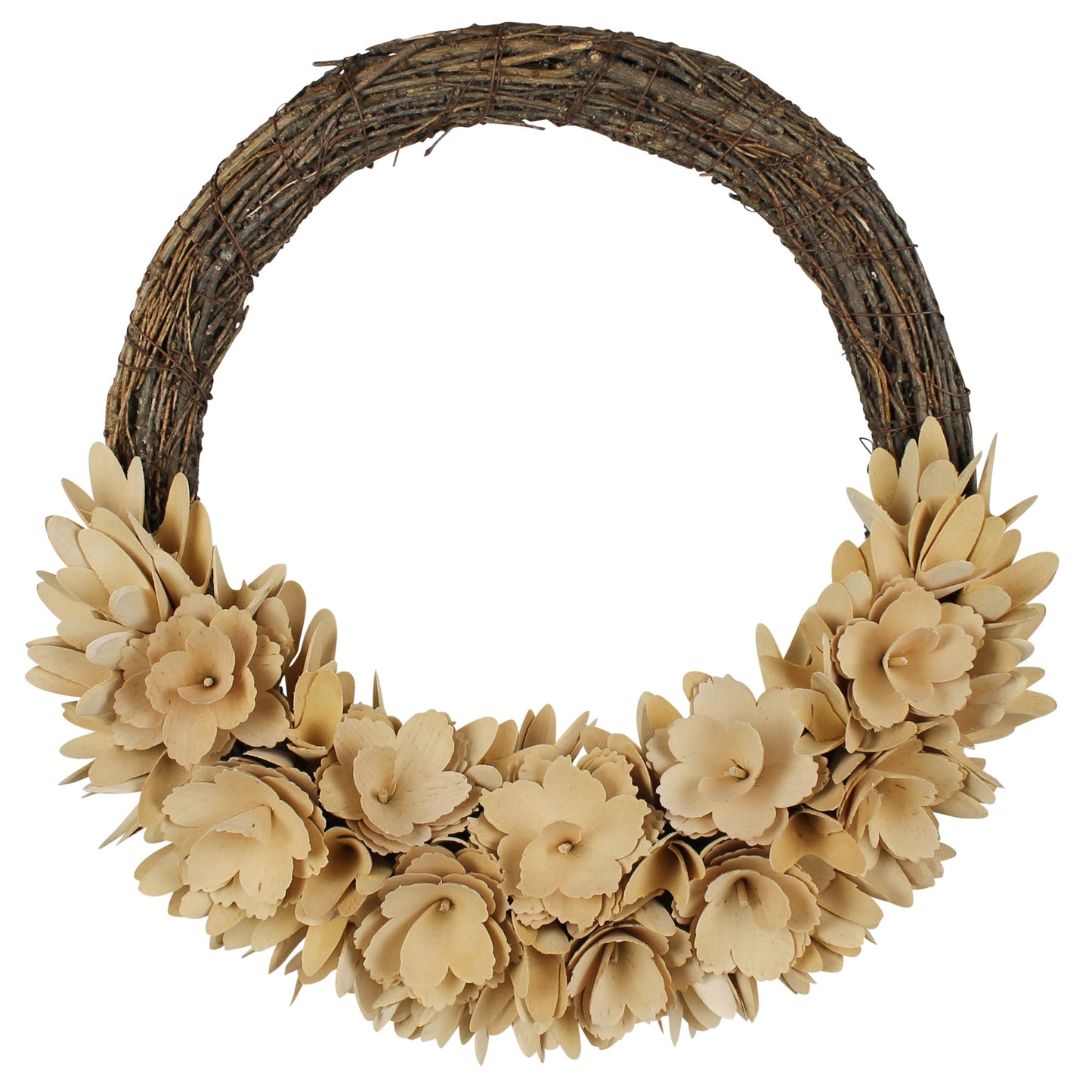 4" Tan Artificial Wood Curl Wreath