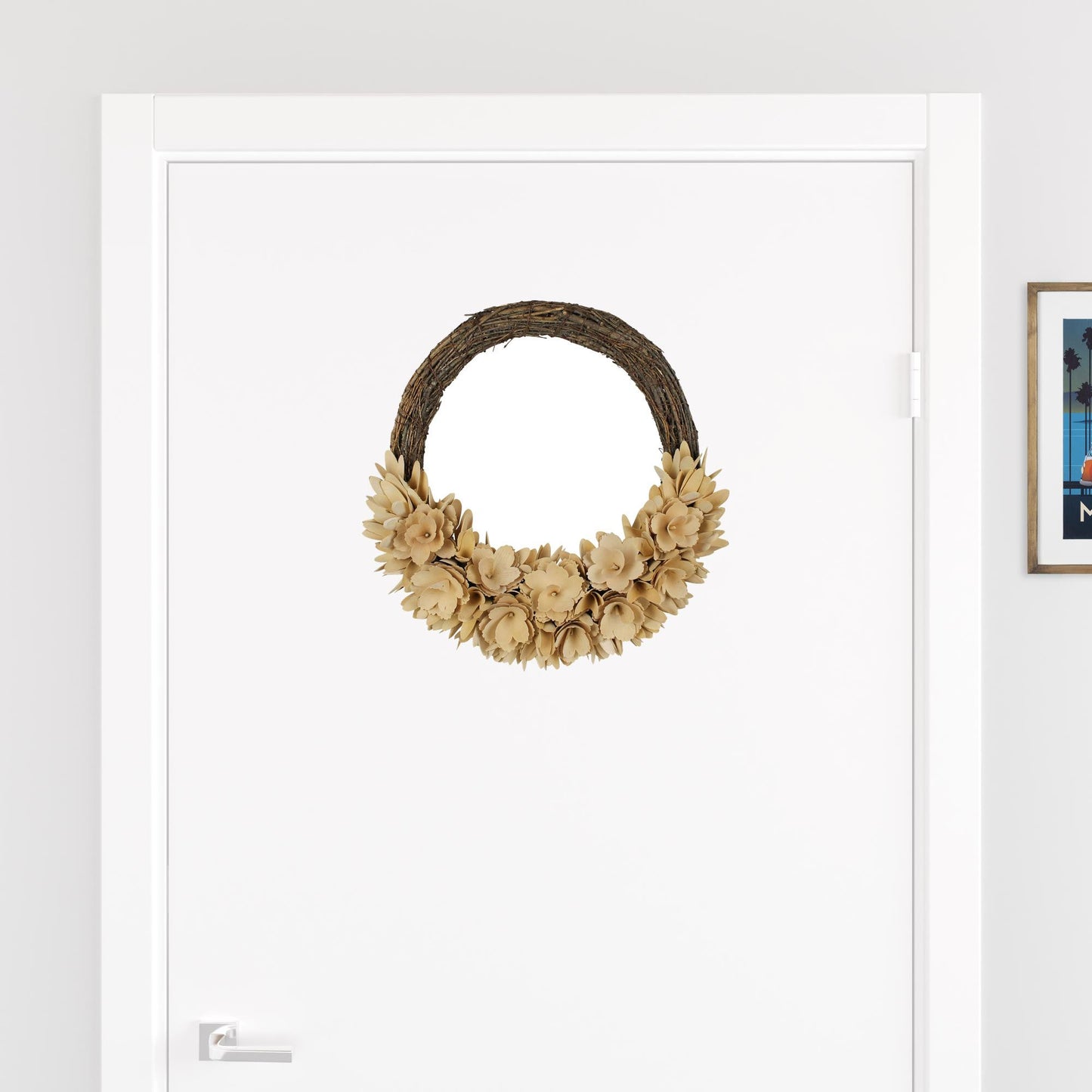 4" Tan Artificial Wood Curl Wreath