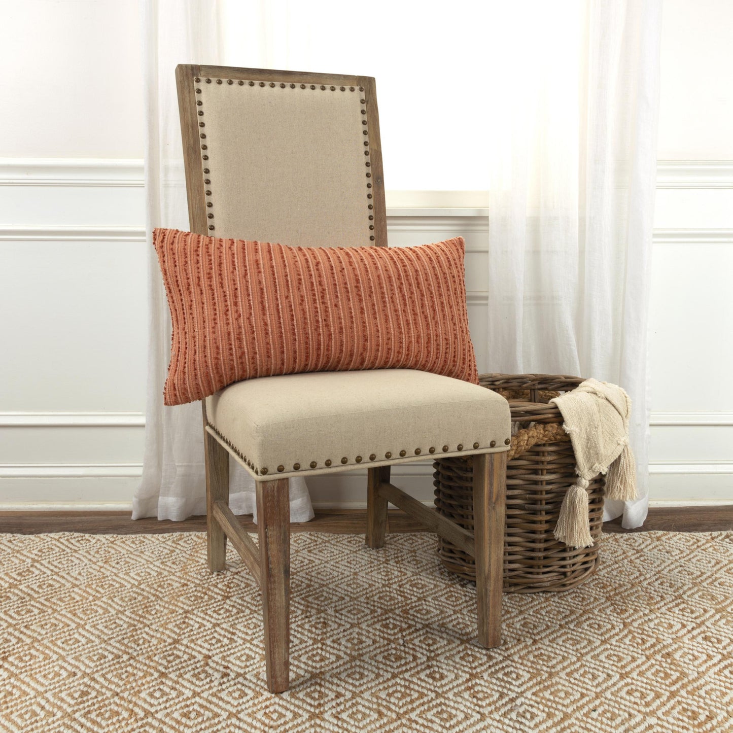 14" X 14" Terra Cotta Cotton Blend Pillow