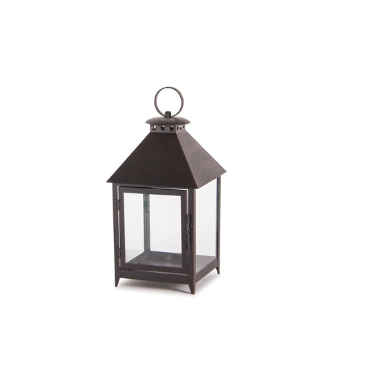 Set Of Two Black Flameless Floor Lantern Candle Holder