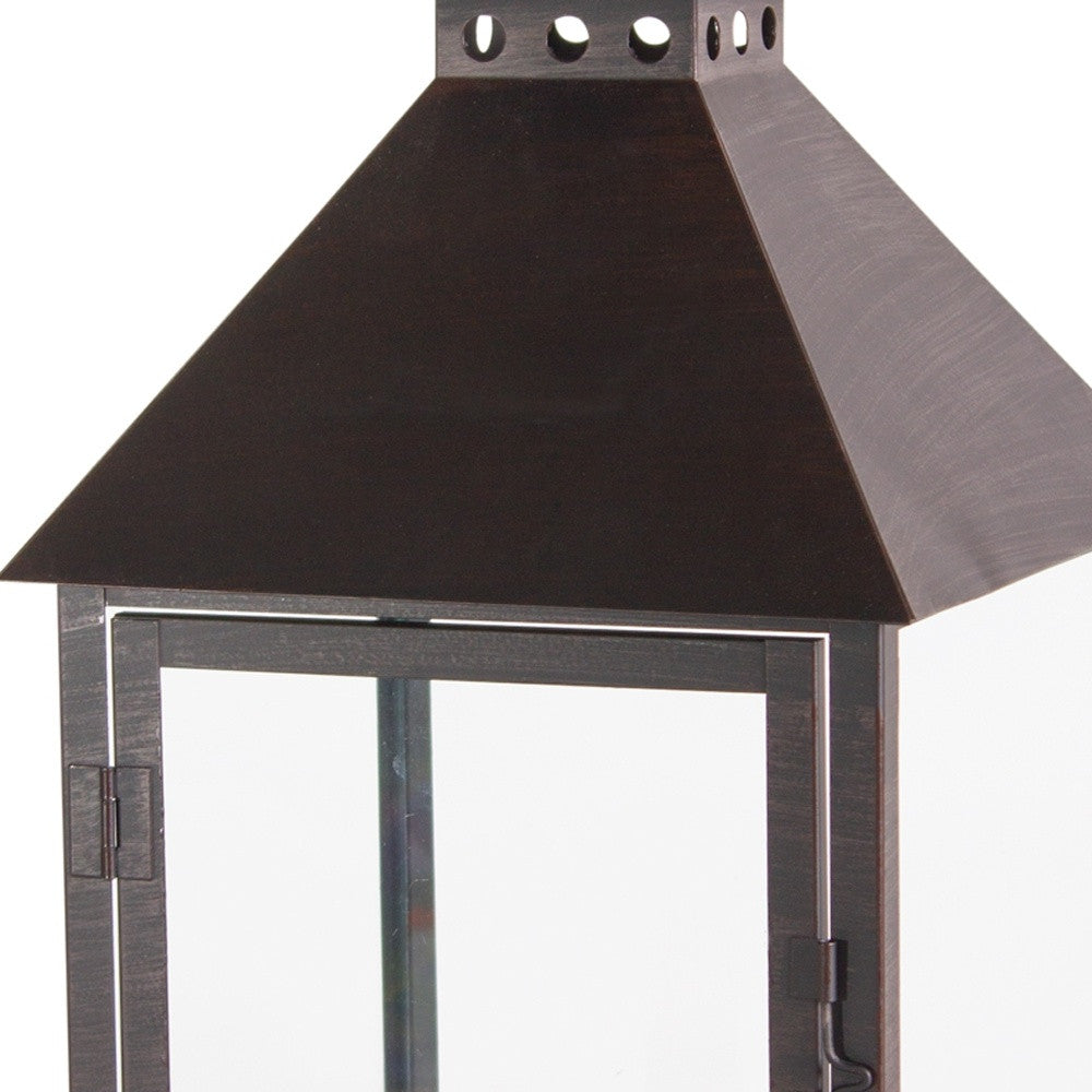 Set Of Two Black Flameless Floor Lantern Candle Holder