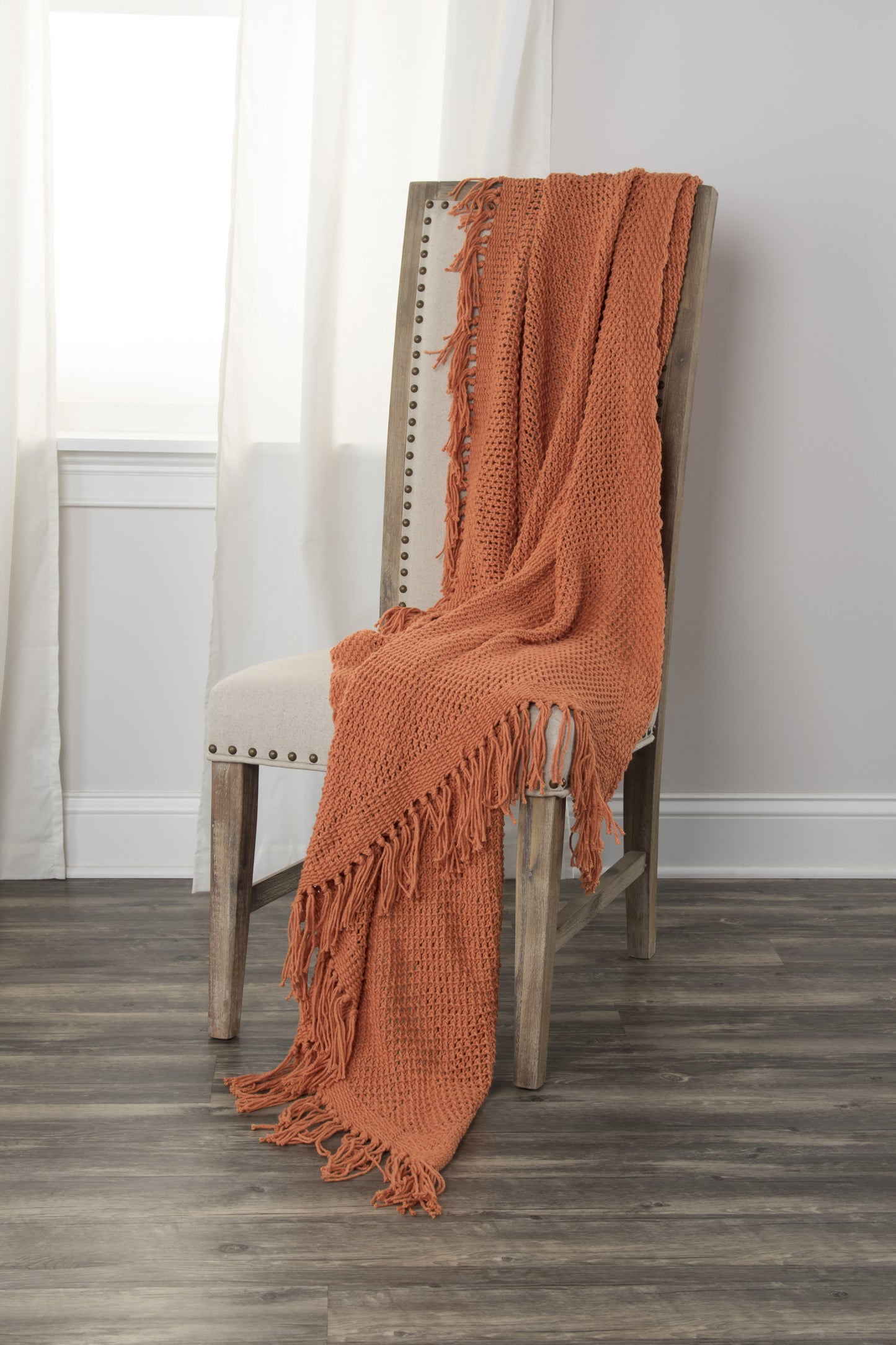 Orange Woven 100% Cotton Throw Blanket