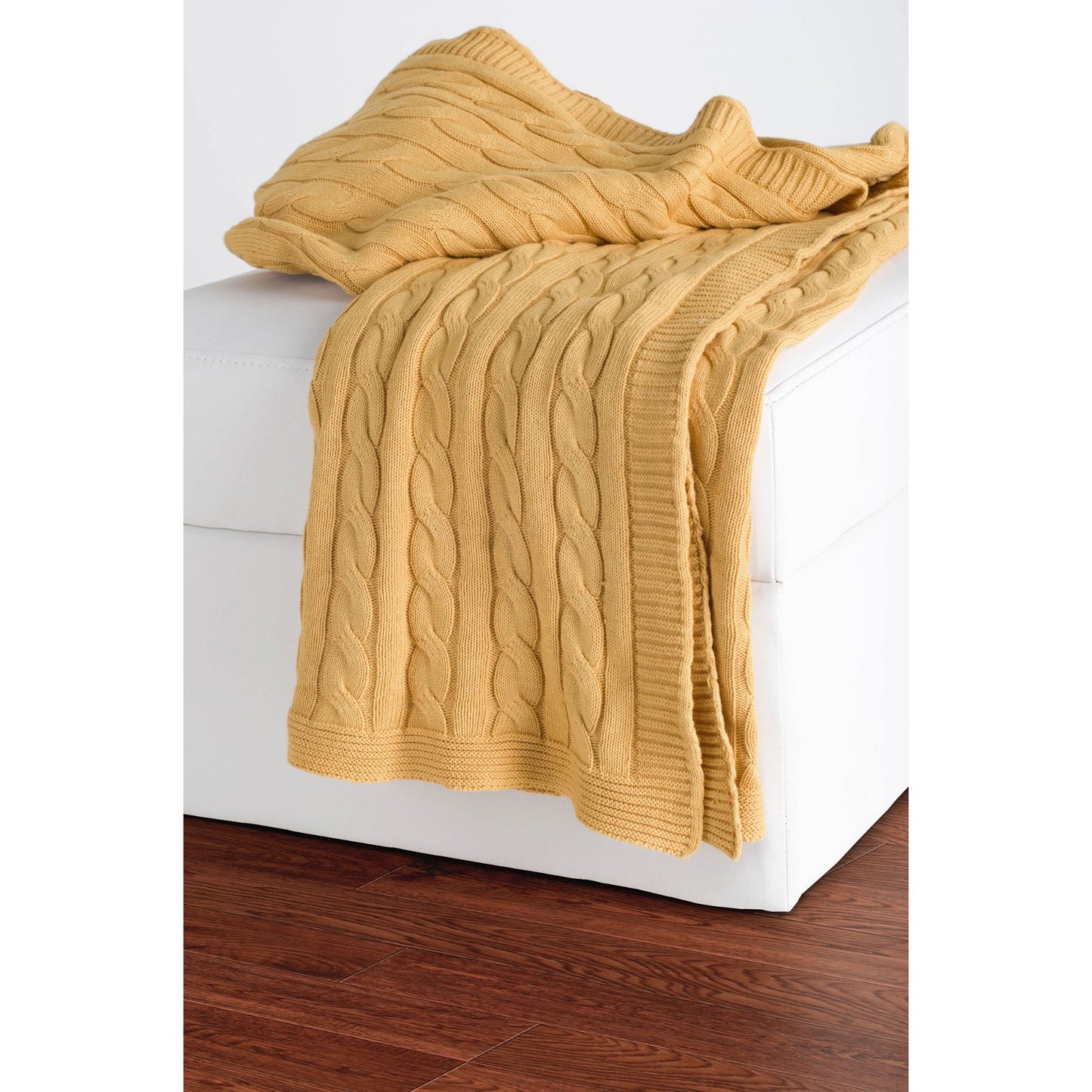 Yellow Knitted 100% Cotton Throw Blanket