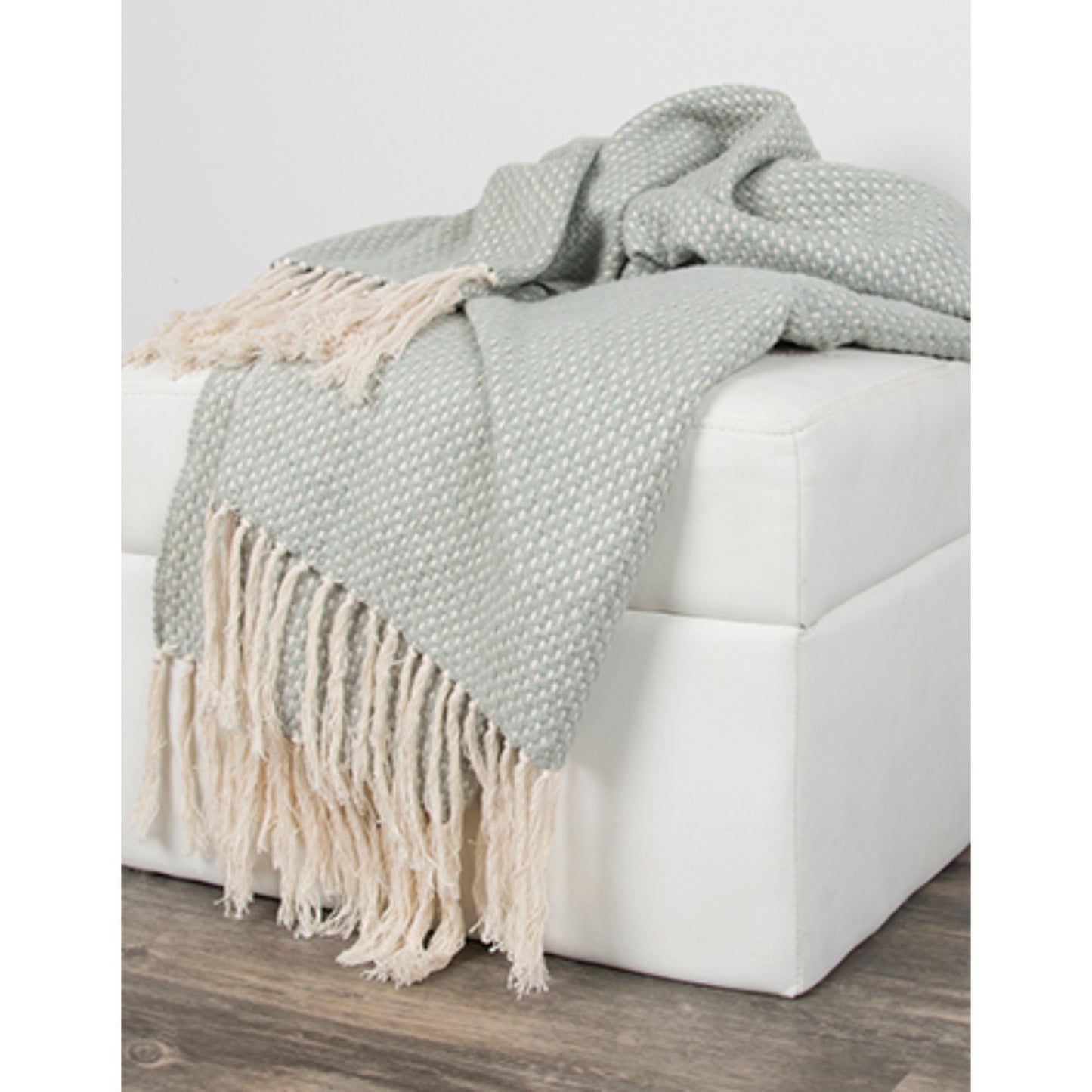 Mint Green Woven 100% Cotton Throw Blanket