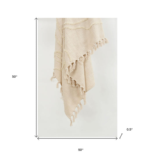 Natural Woven 100% Woven Textured Cotton Throw Blanket