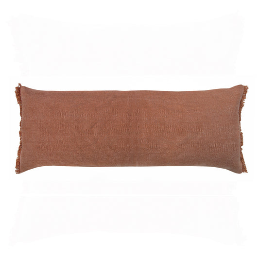 14" X 36" Adobe Orange 100% Cotton Zippered Pillow