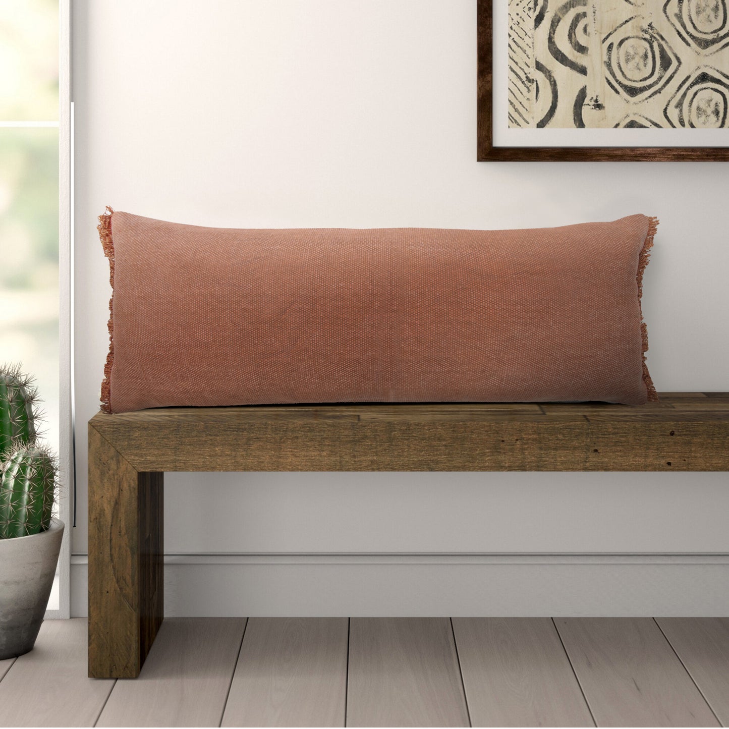 14" X 36" Adobe Orange 100% Cotton Zippered Pillow