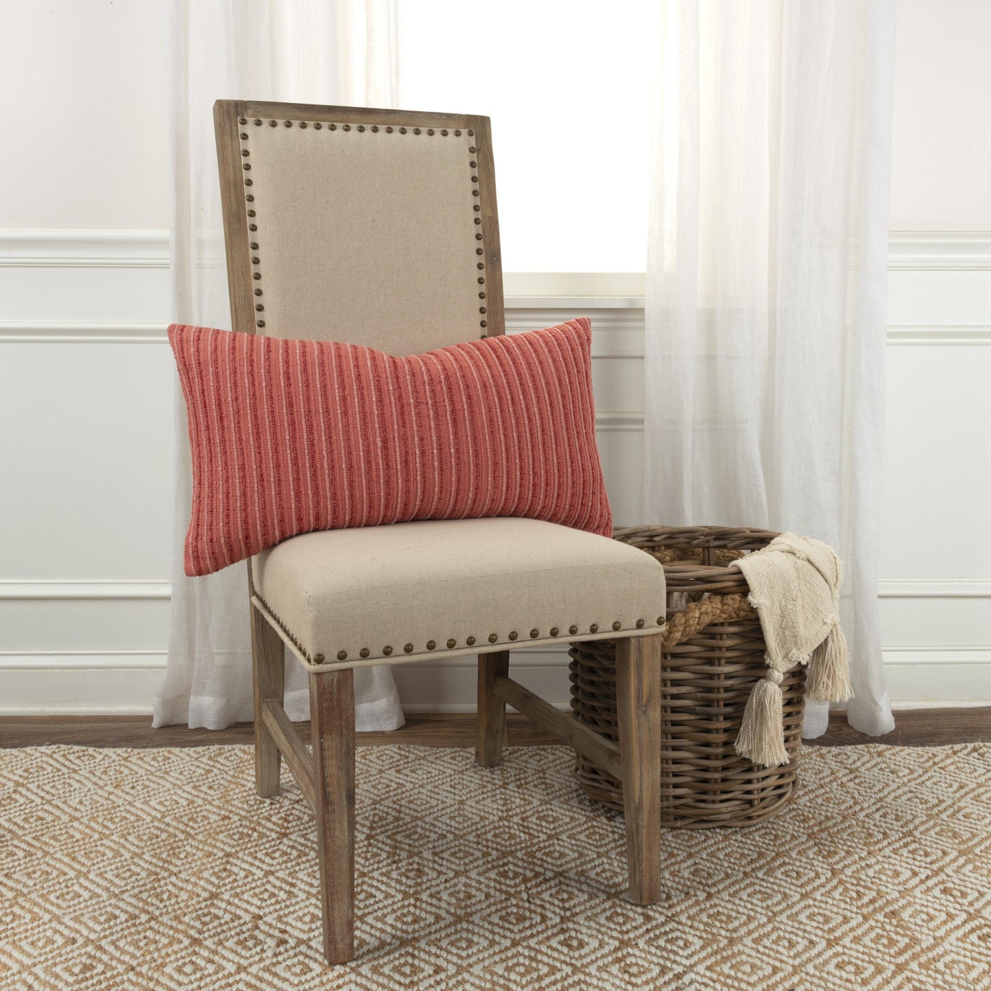 14" X 14" Terra Cotta Cotton Blend Pillow