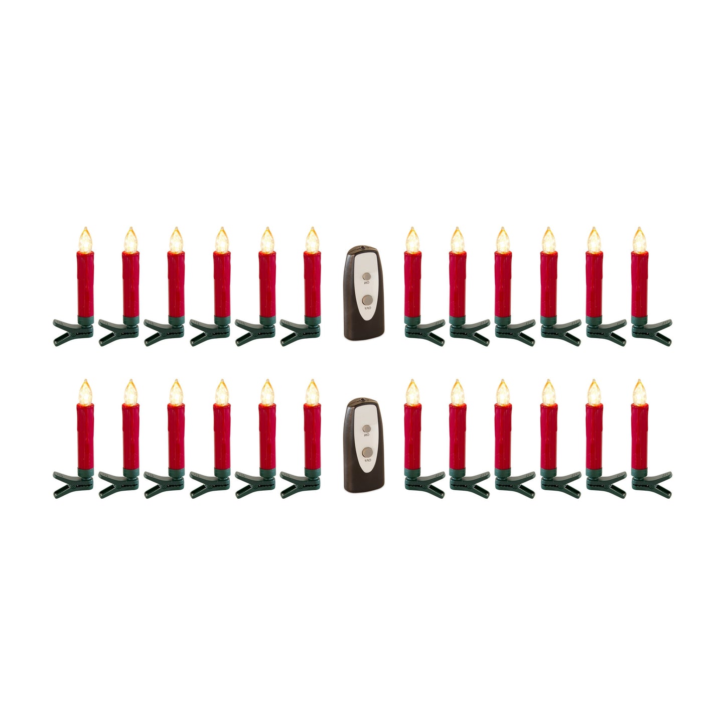 Set of Twentyfour Red LED Flameless Christmas Tree Clip On Candles