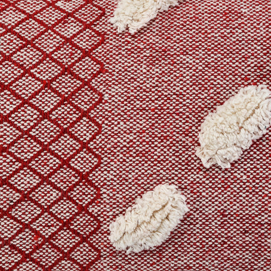 14" X 36" Heute Red And Cream 100% Cotton Geometric Zippered Pillow