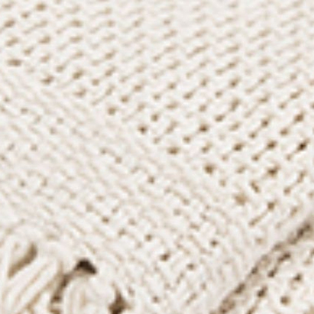 White Woven 100% Cotton Throw Blanket