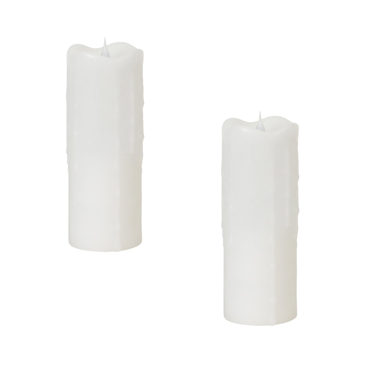 Set of Two White Flameless Pillar Candle