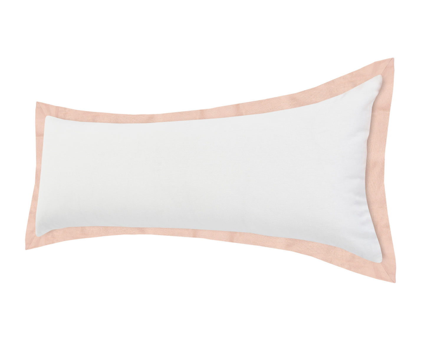 14" X 36" White And Light Pink 100% Cotton Geometric Zippered Pillow