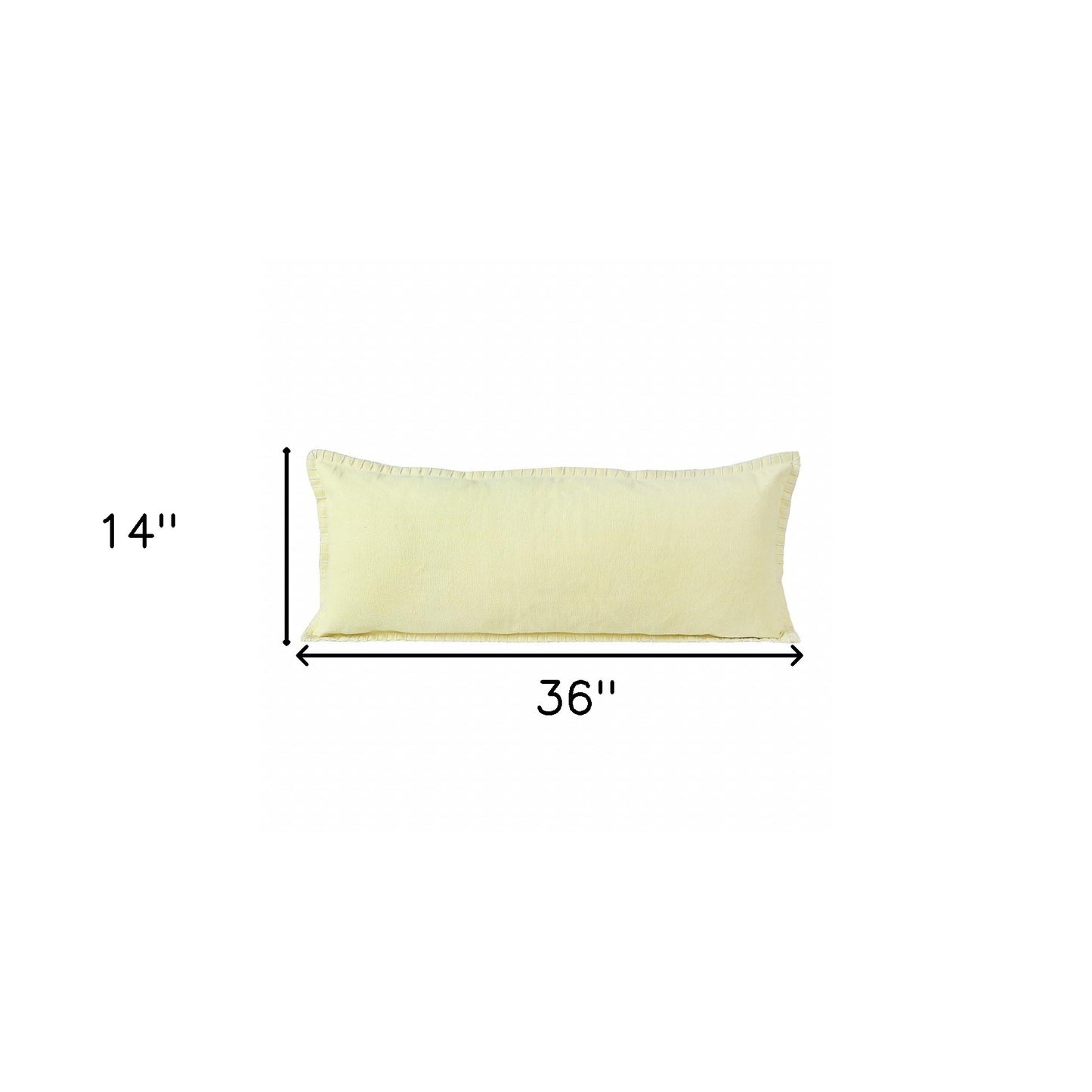 14" X 36" Light Yellow 100% Cotton Zippered Pillow