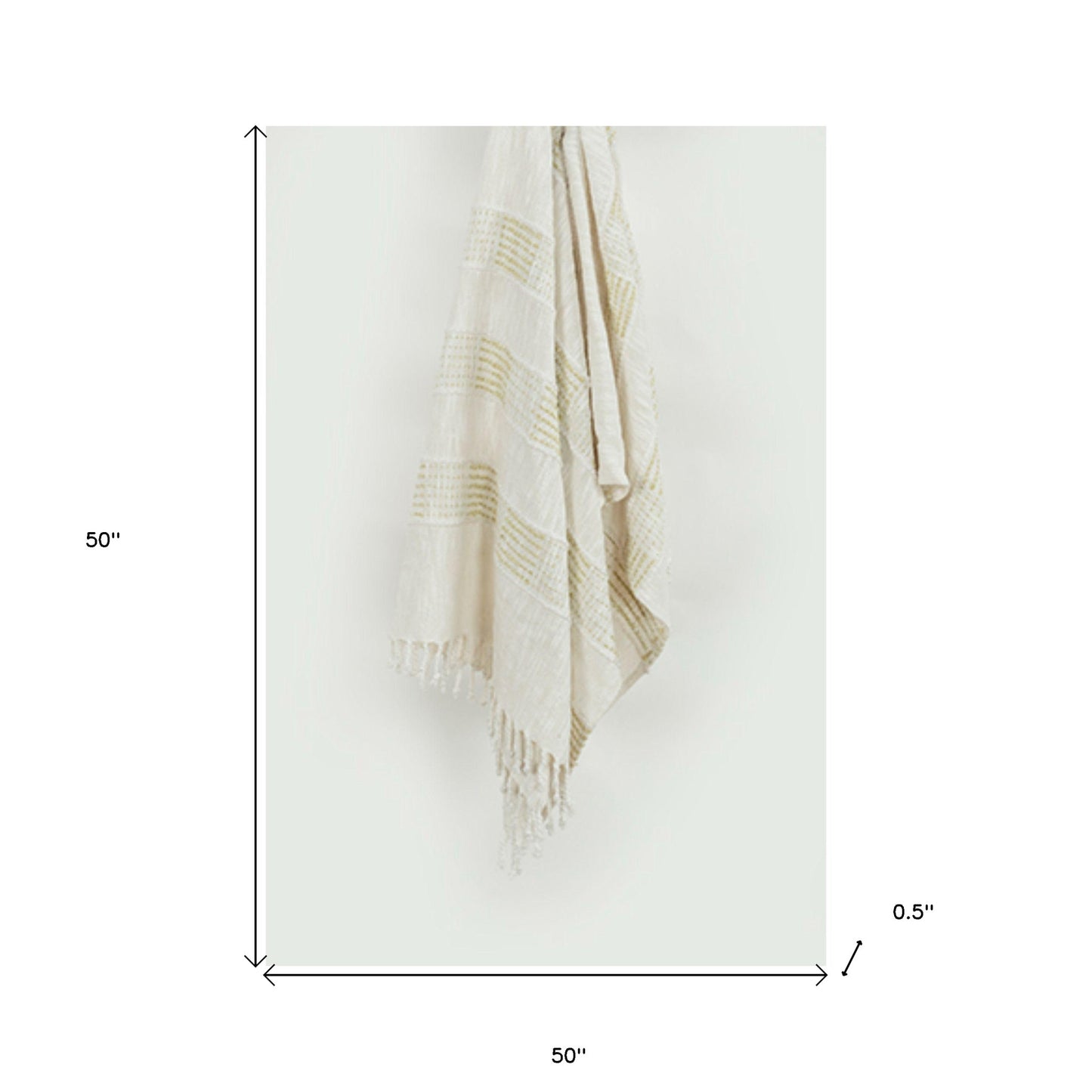 Natural Woven 95% Cotton/5% Acrylic Throw Blanket