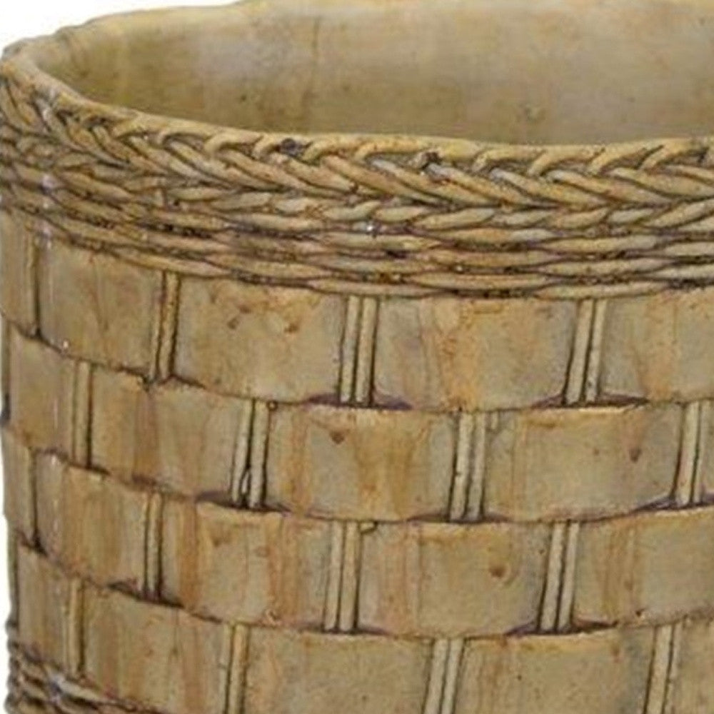 Brown Set of Two Cement 7.20346 ounce Round Pot Planter