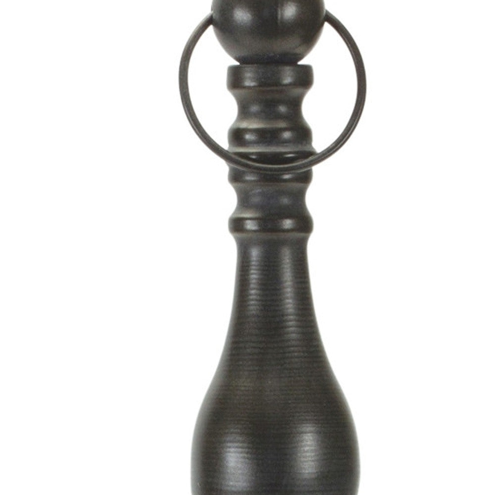 22" Black Flameless Floor Dish Candle Holder