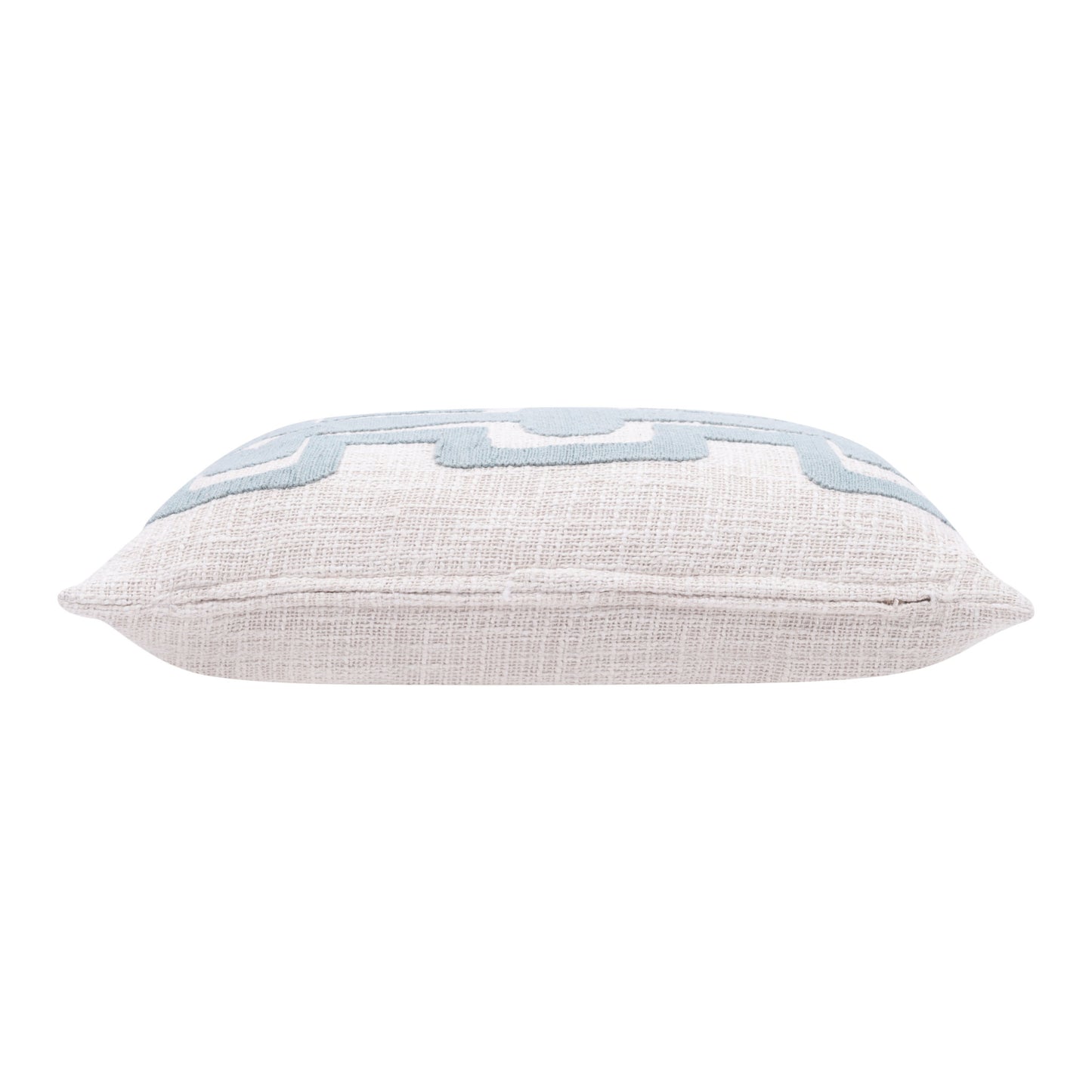 16" X 24" Light Blue And Ivory 100% Cotton Geometric Zippered Pillow